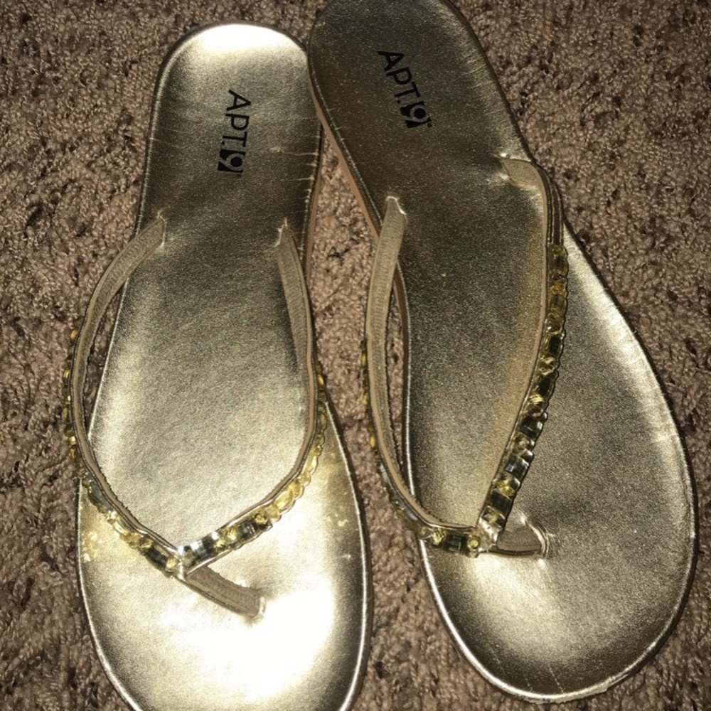 Gold flip flops